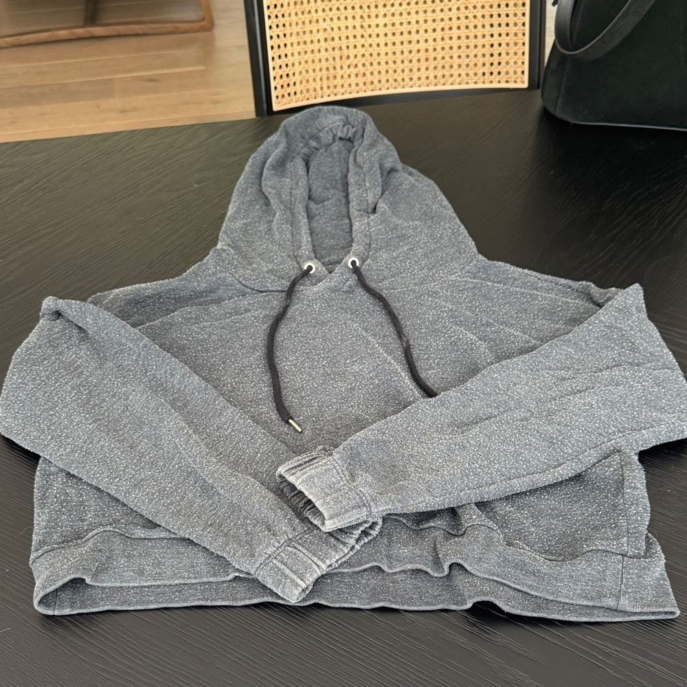 Cozy Heathered Gray/blue Hoodie with Drawstring